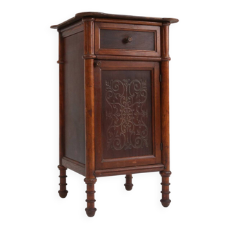 Sculptural Art Deco Nightstand in Dark-Stained Wood, Belgium 1930s