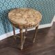 Antique Louis XVI style gueridon with veined marble, painted and patinated gilded wood.