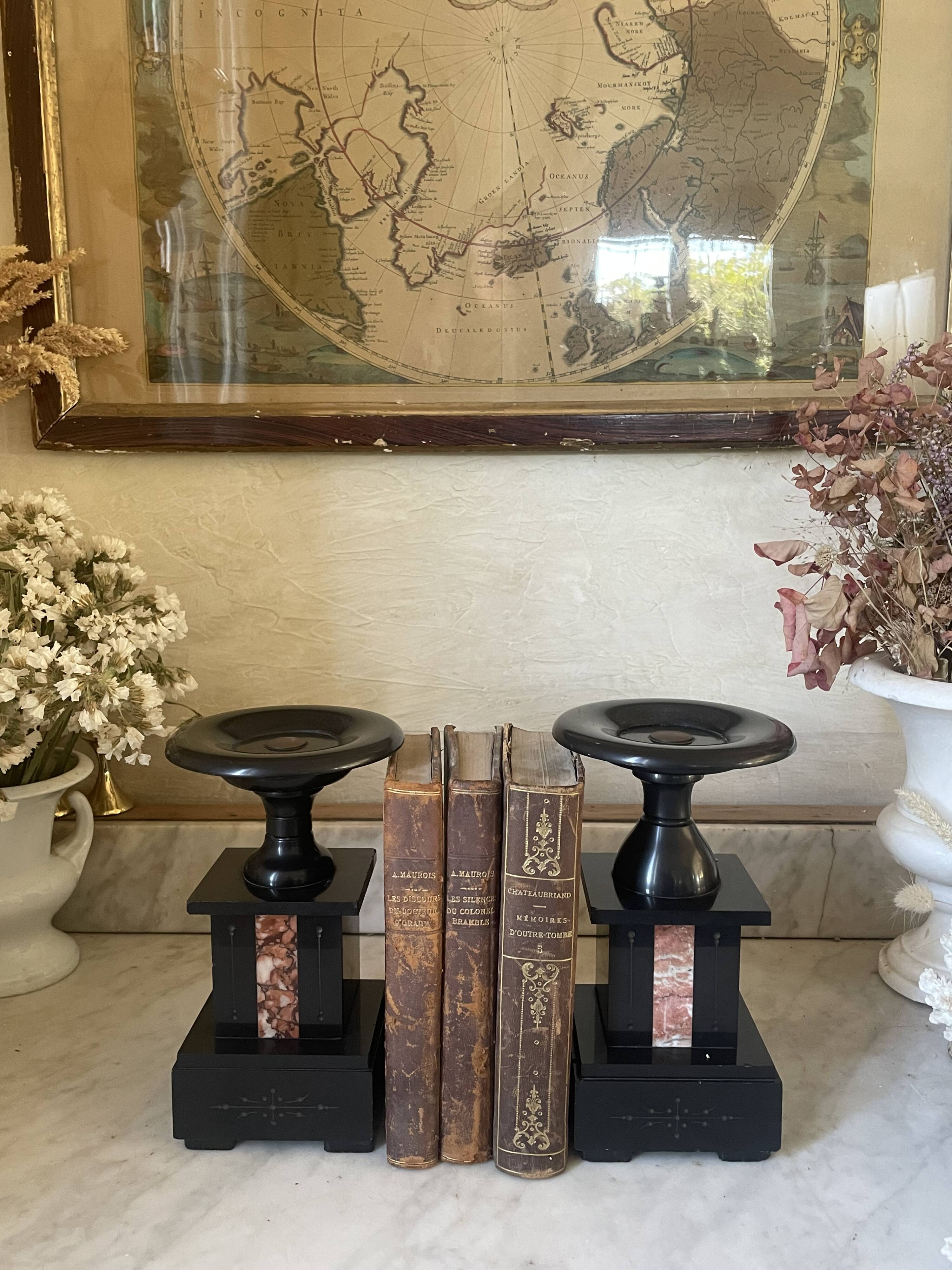 Old pair of marble vase bookends.