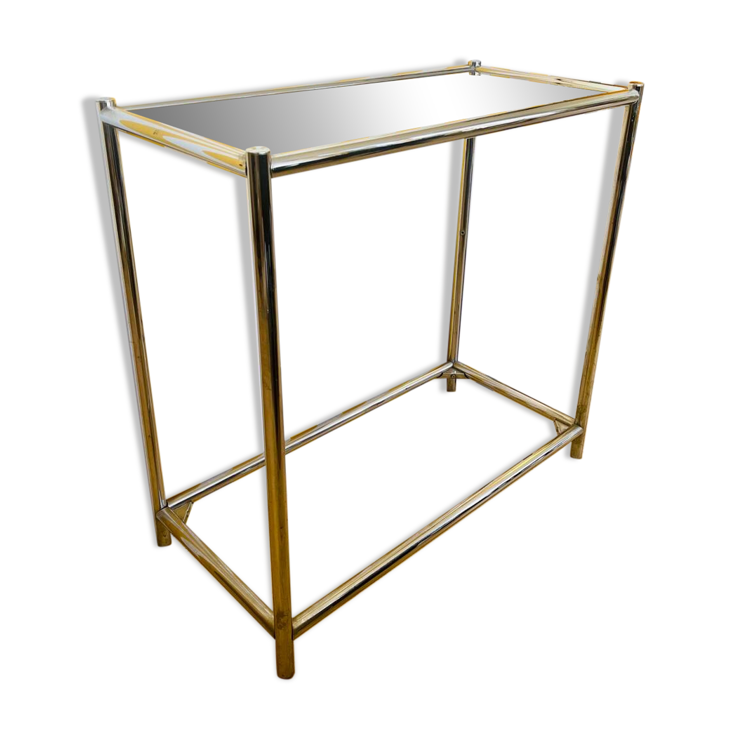 Console chrome et verre fumé, circa 1970