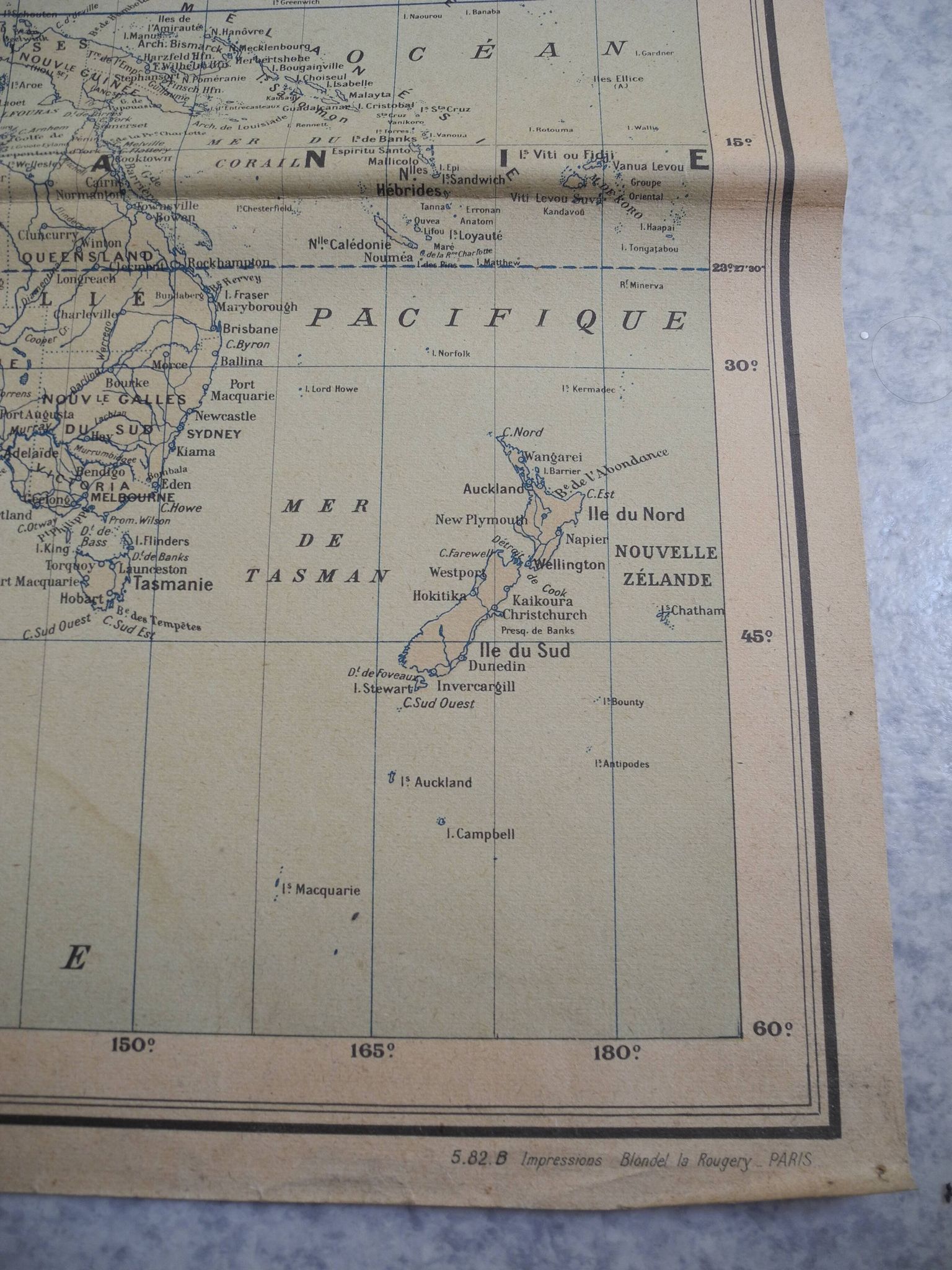Planisphere map time zones blondel paris old french map time zone 30s