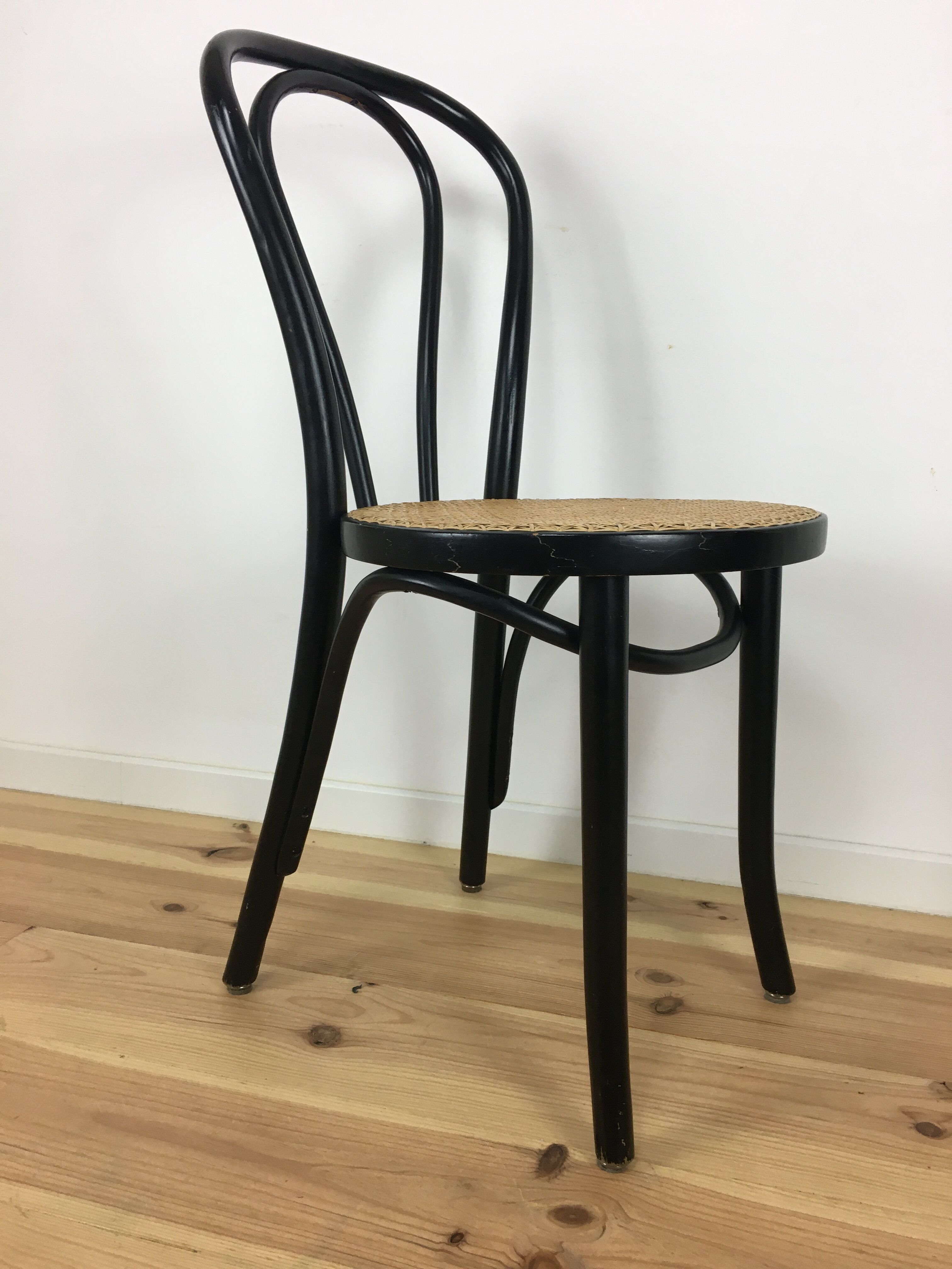 Black Thonet FMG bistro chair in curved wood and cannage