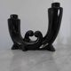 Pair of Art Deco candle holders in black ceramic