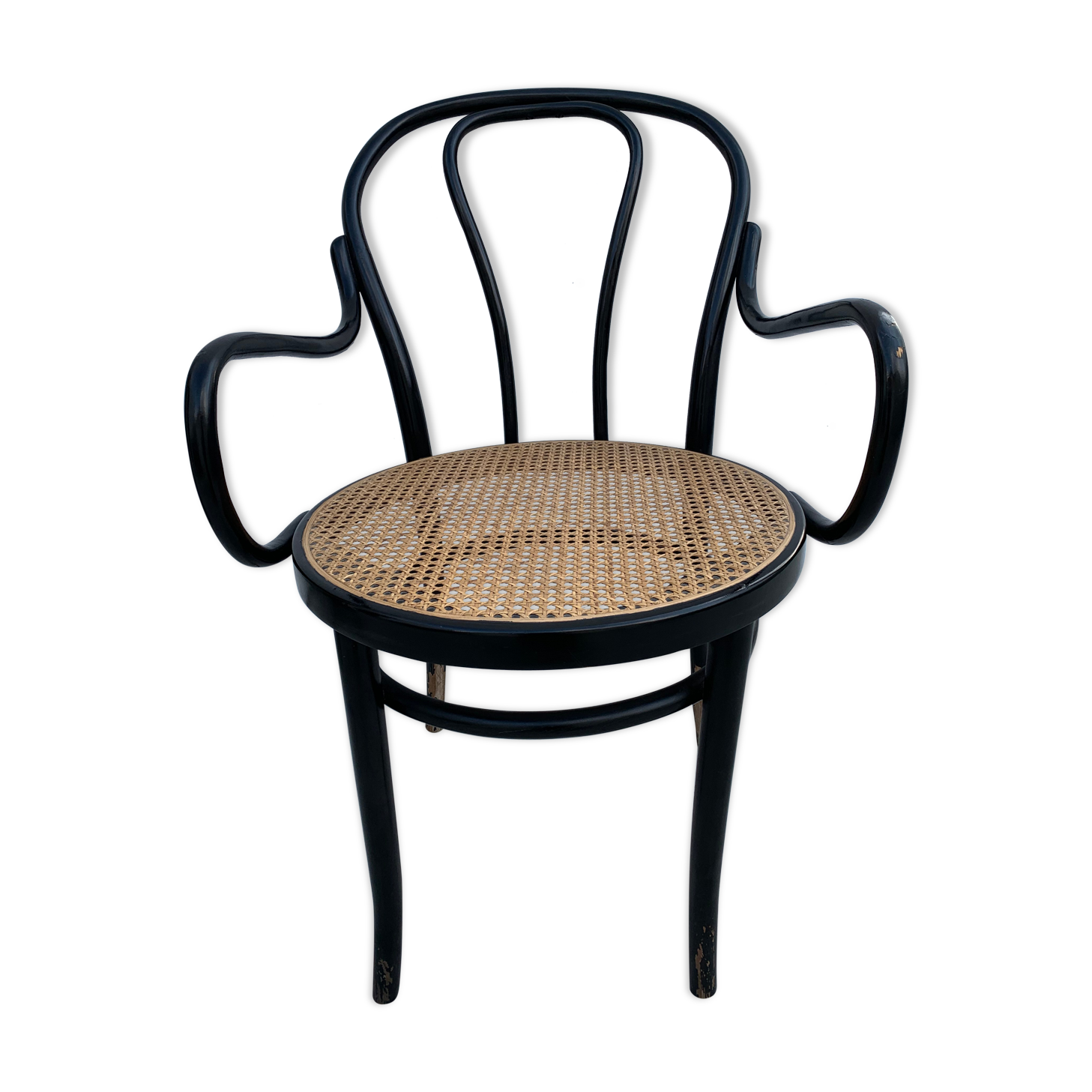 Tuna chair model 1018 in black curved wood and canning 1930