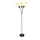 1950s Brass & Glass Adjustable Floor Lamp with Wooden Detail
