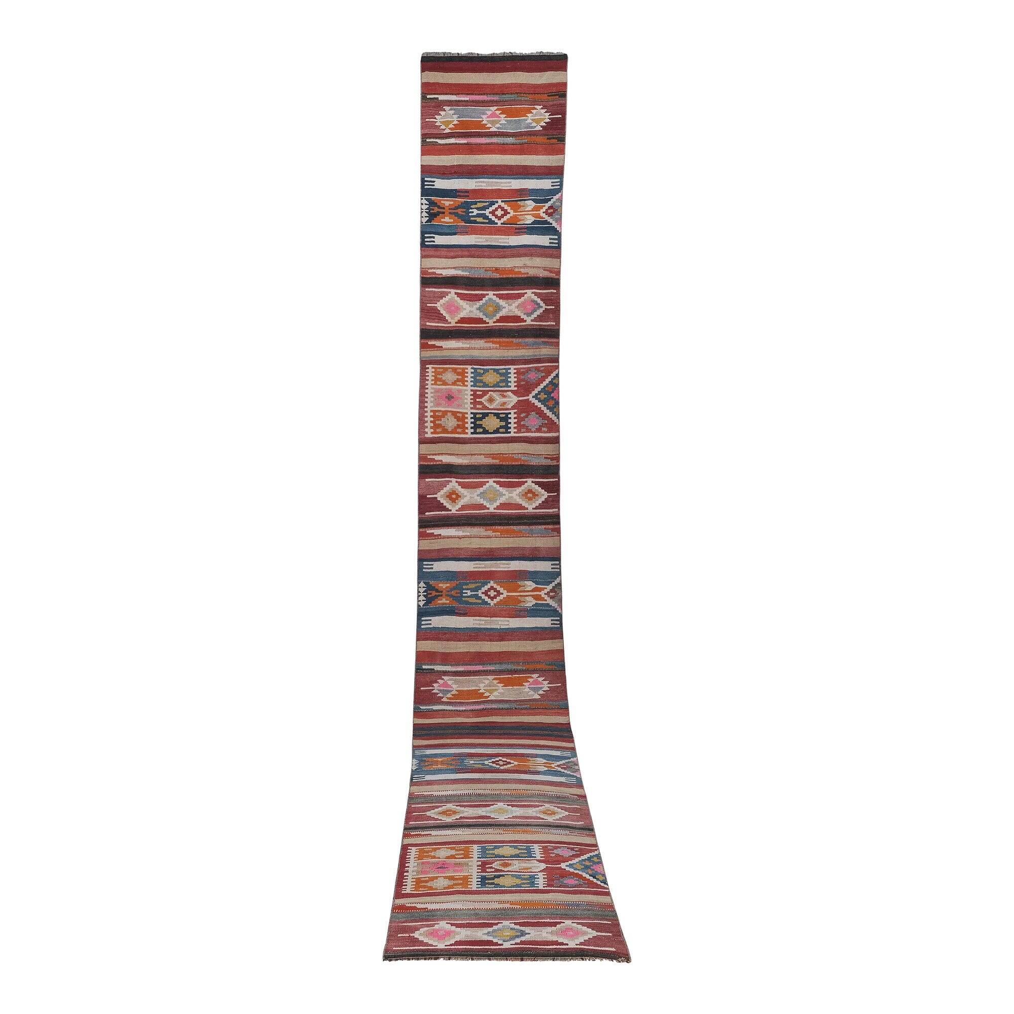 Vintage Turkish hallway rug 75x505 cm