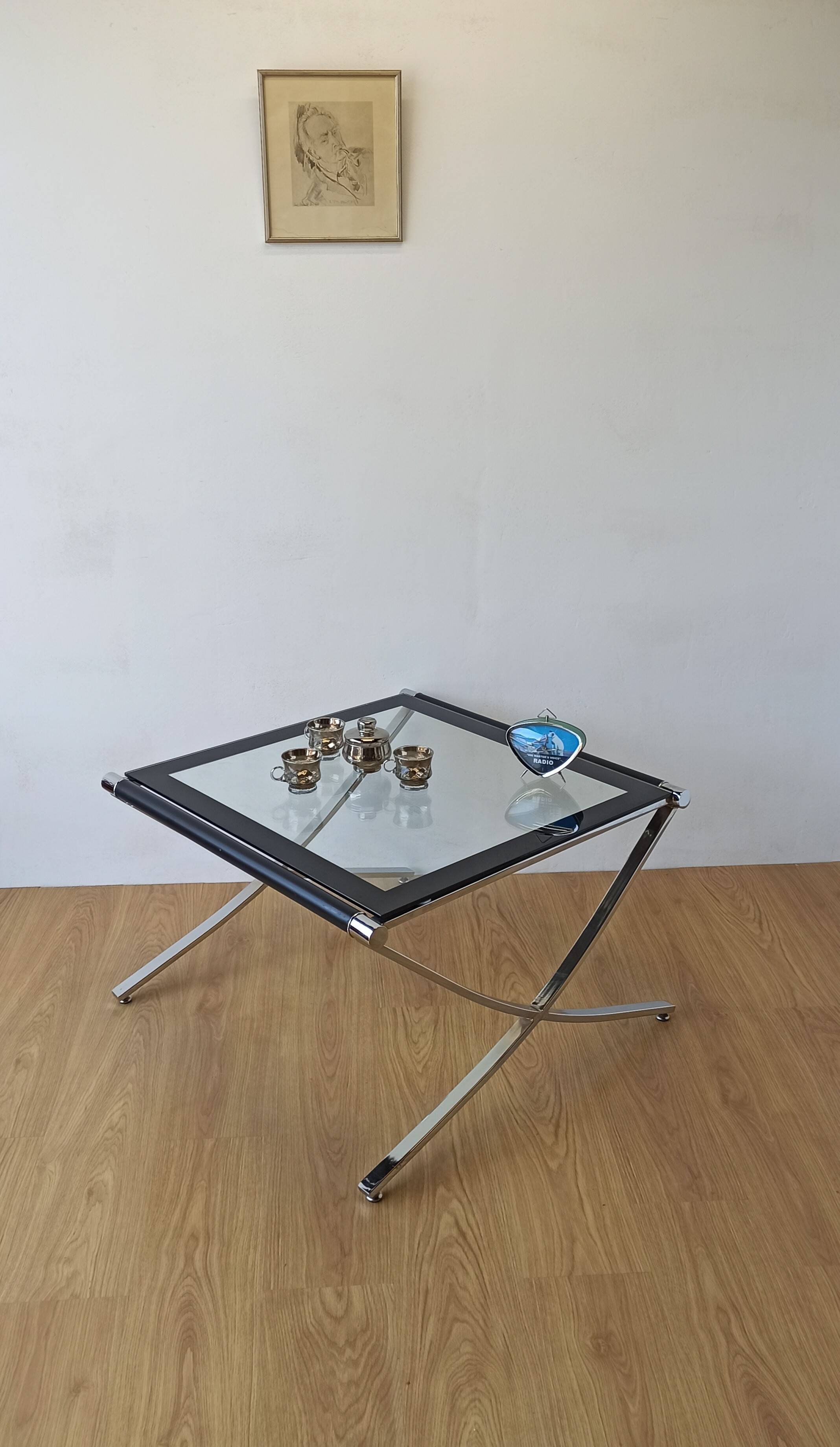 Chrome coffee table from the 1970s.