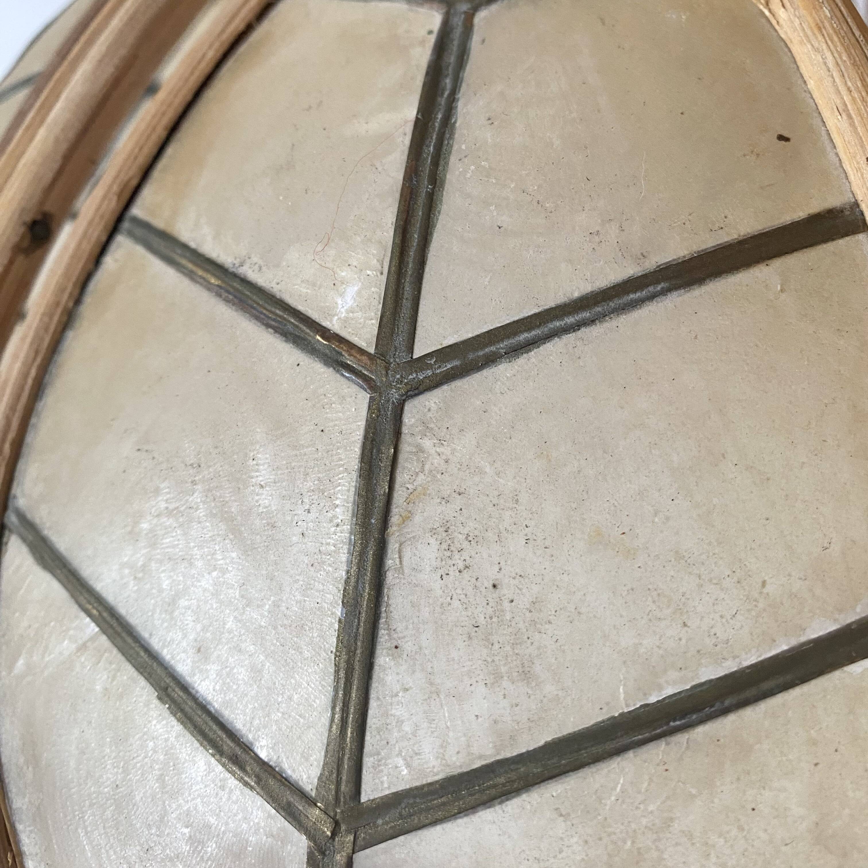 Hanging lampshade, mother-of-pearl and rattan pendant light