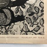 Original lithographed poster exhibition George Braque, Orangerie des Tuileries, 1952