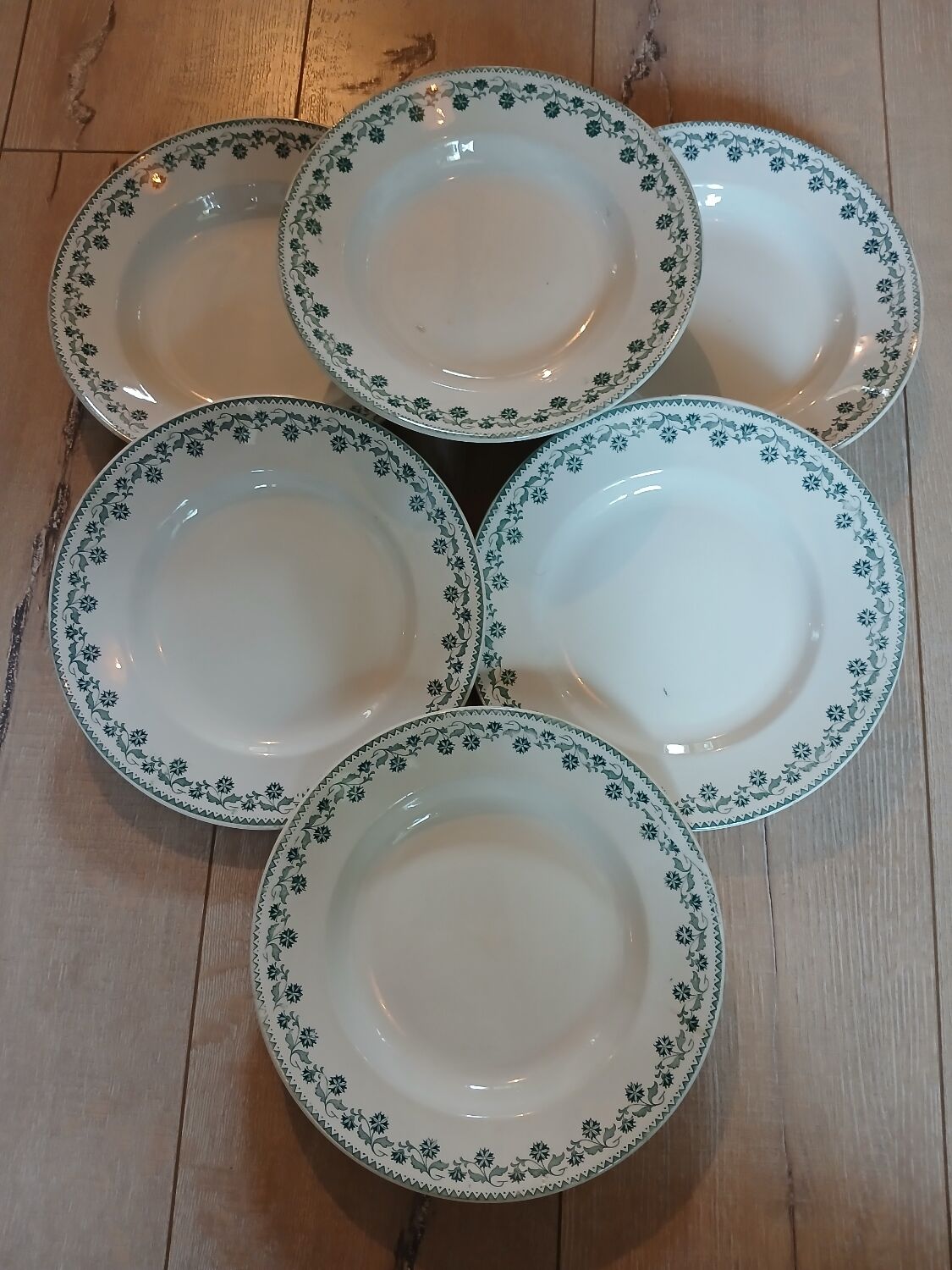 6 antique ironstone plates