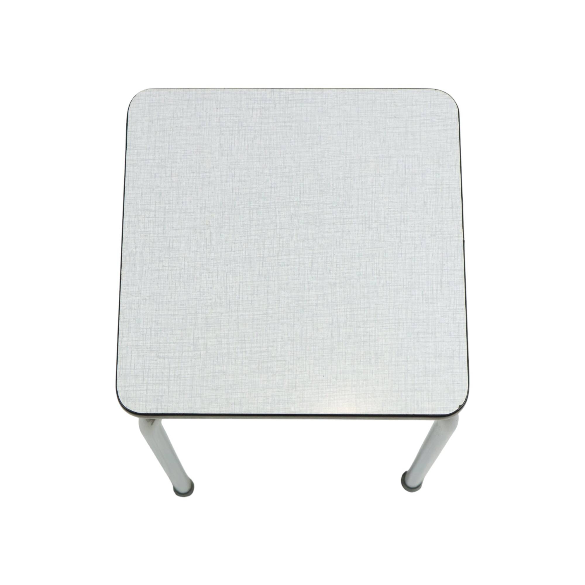 Vintage Retro Gray Formica Stool Chrome Plant Table Side Table