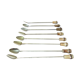 8 cocktail spoons bamboo sleeves gilded with gold late 50s 60s
