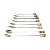 8 cocktail spoons bamboo sleeves gilded with gold late 50s 60s