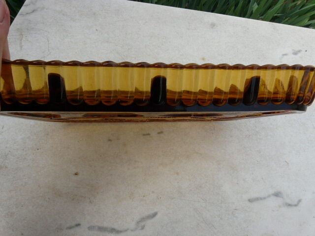 Aperitif dish servant compartments smoked molded glass 60s