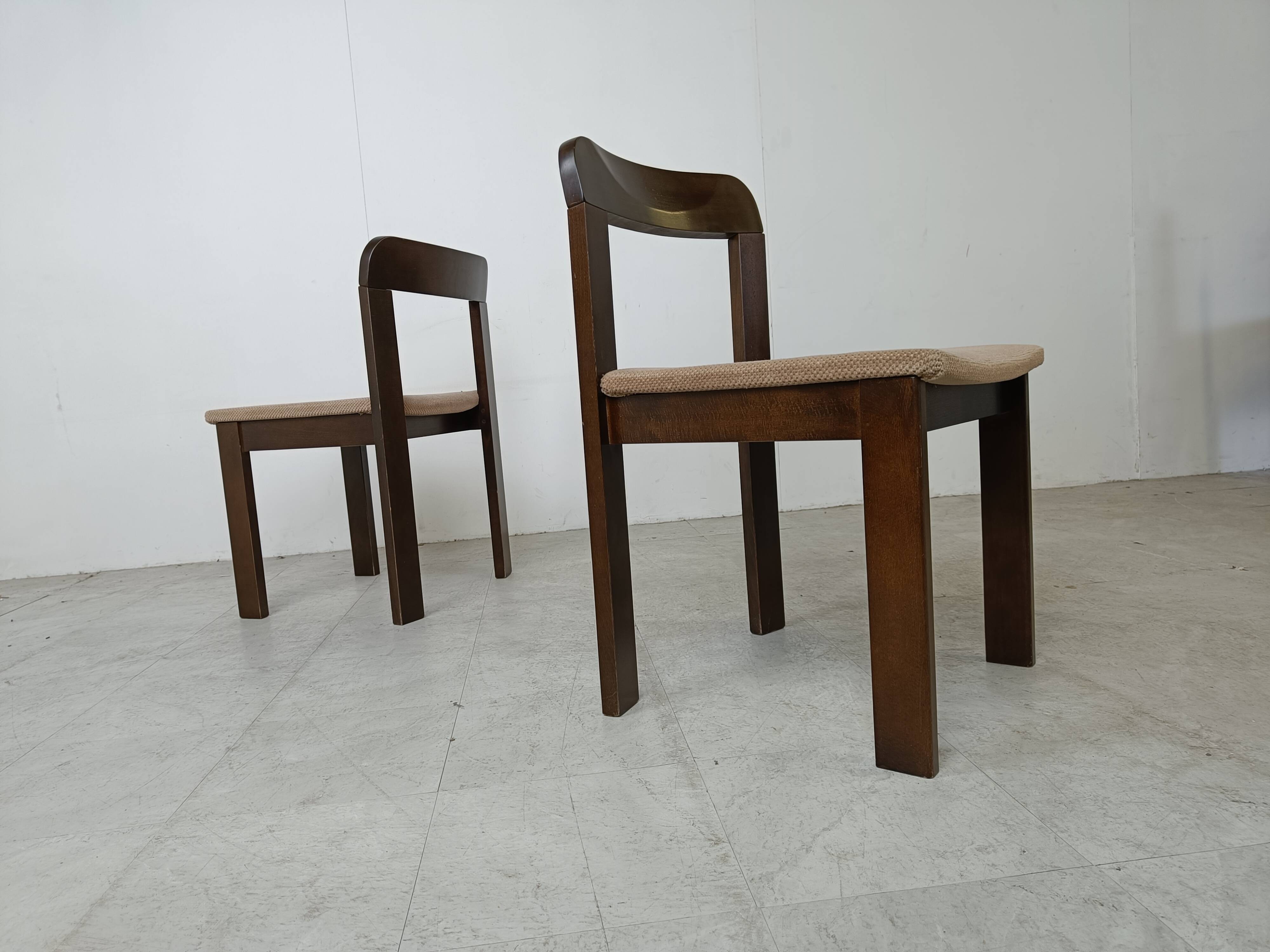 Vintage brutalist dining chairs, set of 6 - 1970s