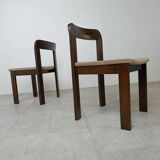 Vintage brutalist dining chairs, set of 6 - 1970s