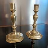 Pair of gilded bronze candlesticks from the Louis XIV period