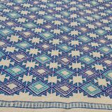 Tapis bleu multicolore fait main 152x275cm