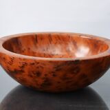 Mid Century Turned Oak Burl Bowl  Centerpiece Bowl
