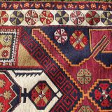 Carpet Turkey 1980. Large nomadic vintage carpet with large geometric decorations 135x250cm
