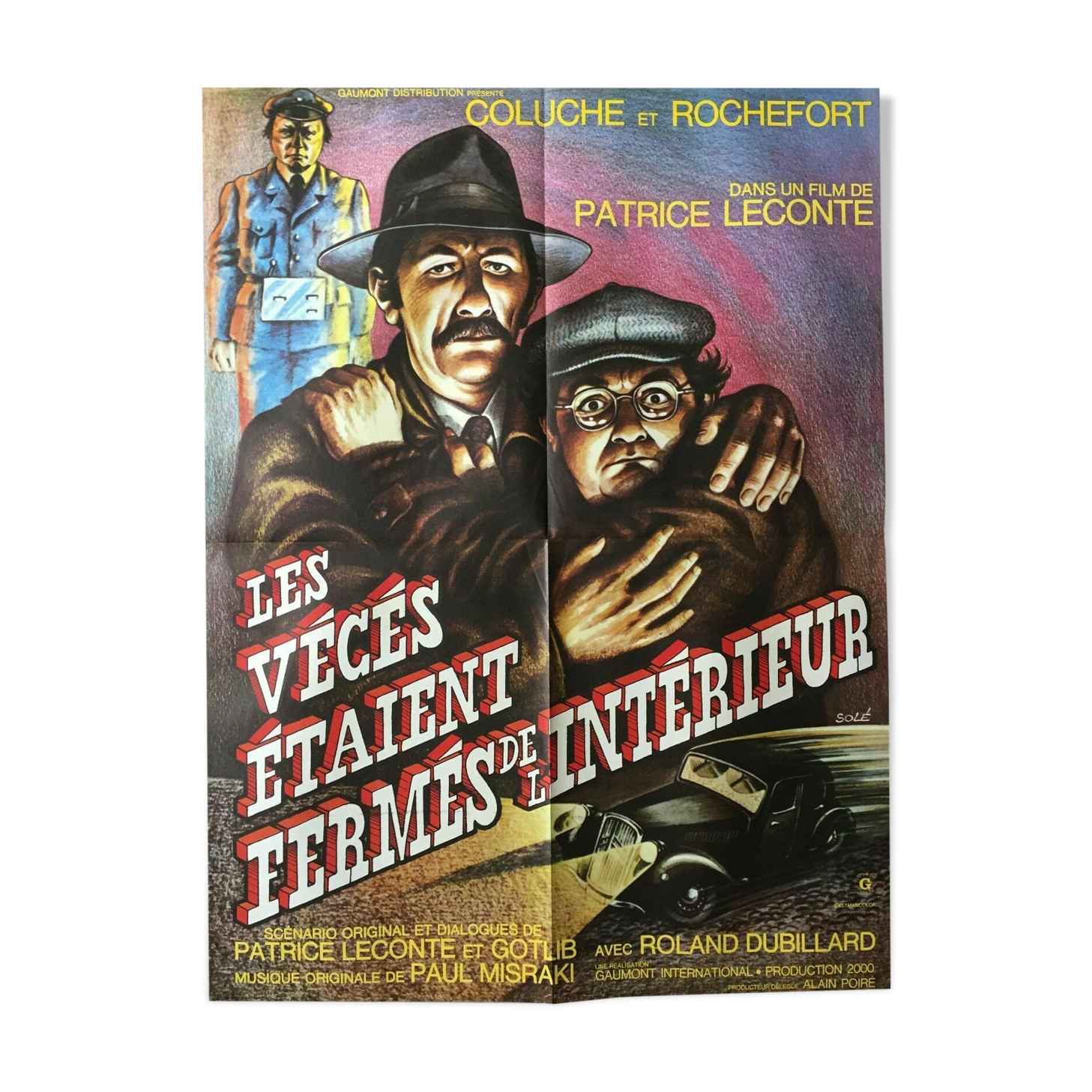 Original cinema poster "Les Vécés were closed from the inside" Coluche 60x80cm 1976