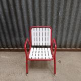 Red metal children's garden armchair
