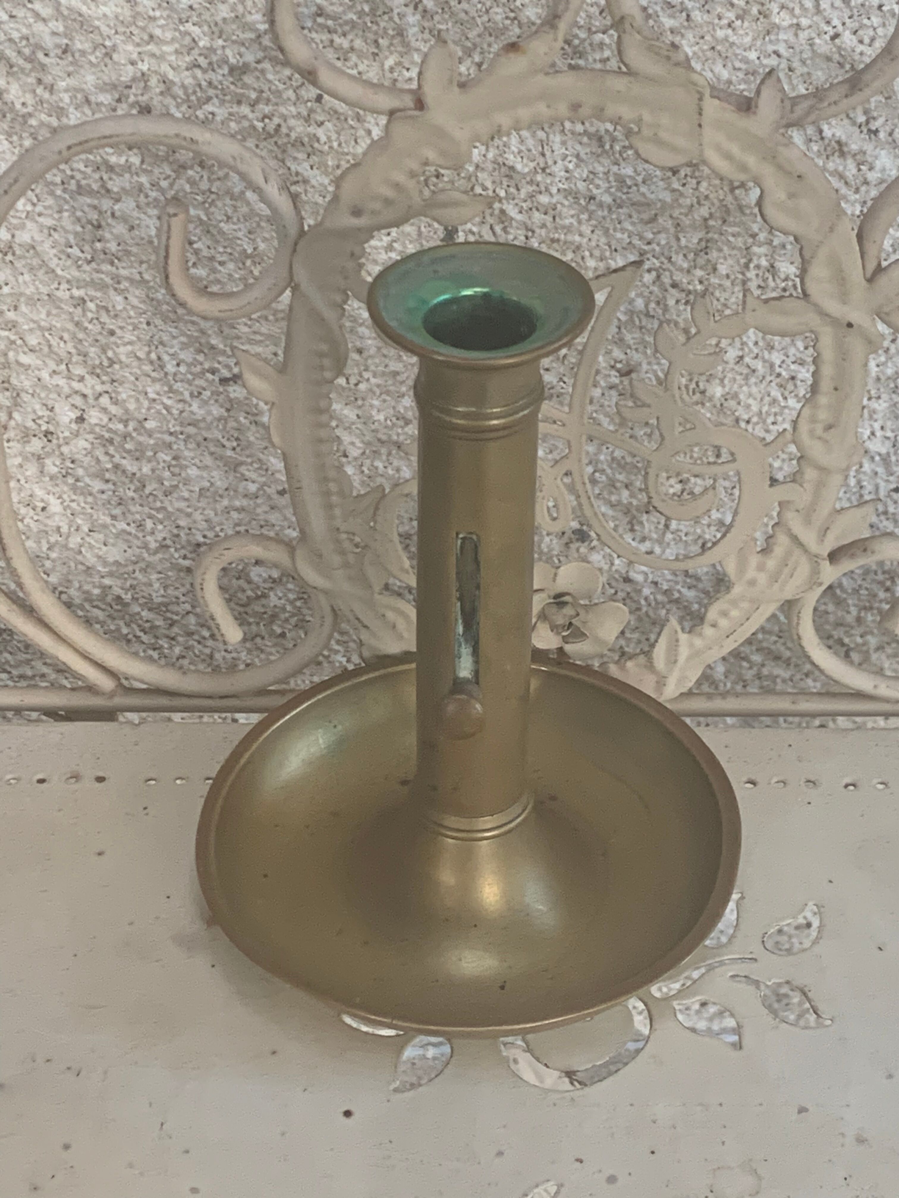 Old copper cellar rat candle holder