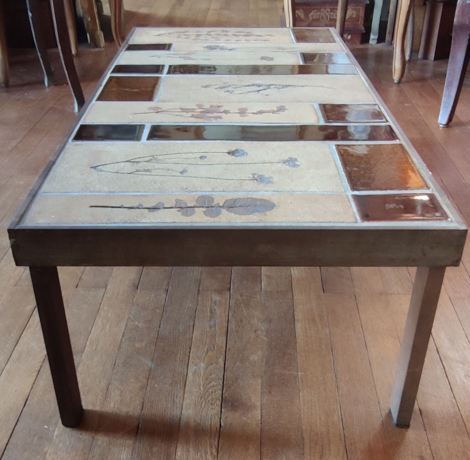 Coffee table herbarium décor Roger Capron Vallauris