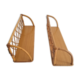 Pair of wall shelves made of bamboo and rattan