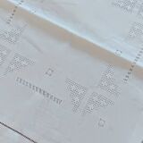 Vintage white linen openwork lace embroidered pillowcase