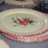 Eleven vintage plates in fine earthenware from Longchamp, Padua model.