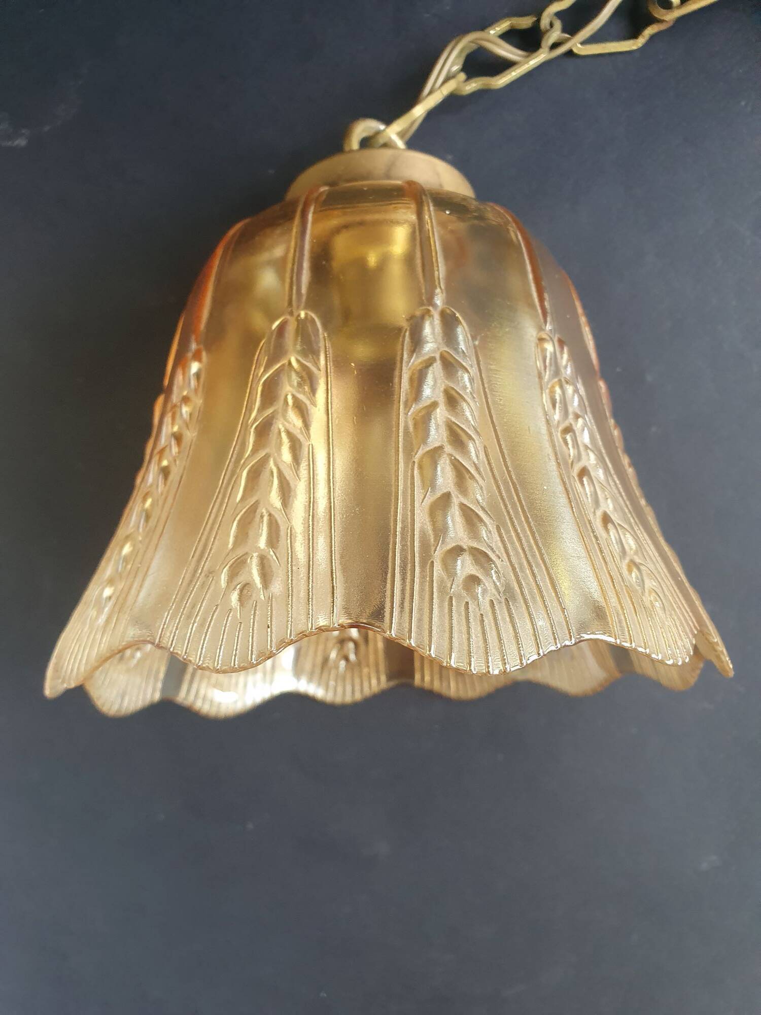 Pair of vintage spike-patterned pendant lights