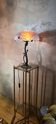 Art nouveau style bronze lamp and its marbled glass paste basin 48x30