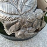 "Doyen" vase circa 1920-30 art deco in hyalite glass and tin in bunches of grapes