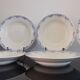 6 Saint Amand and Hamage white/blue earthenware soup plates