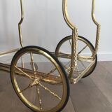 Neo-classical table in gilded metal and glass