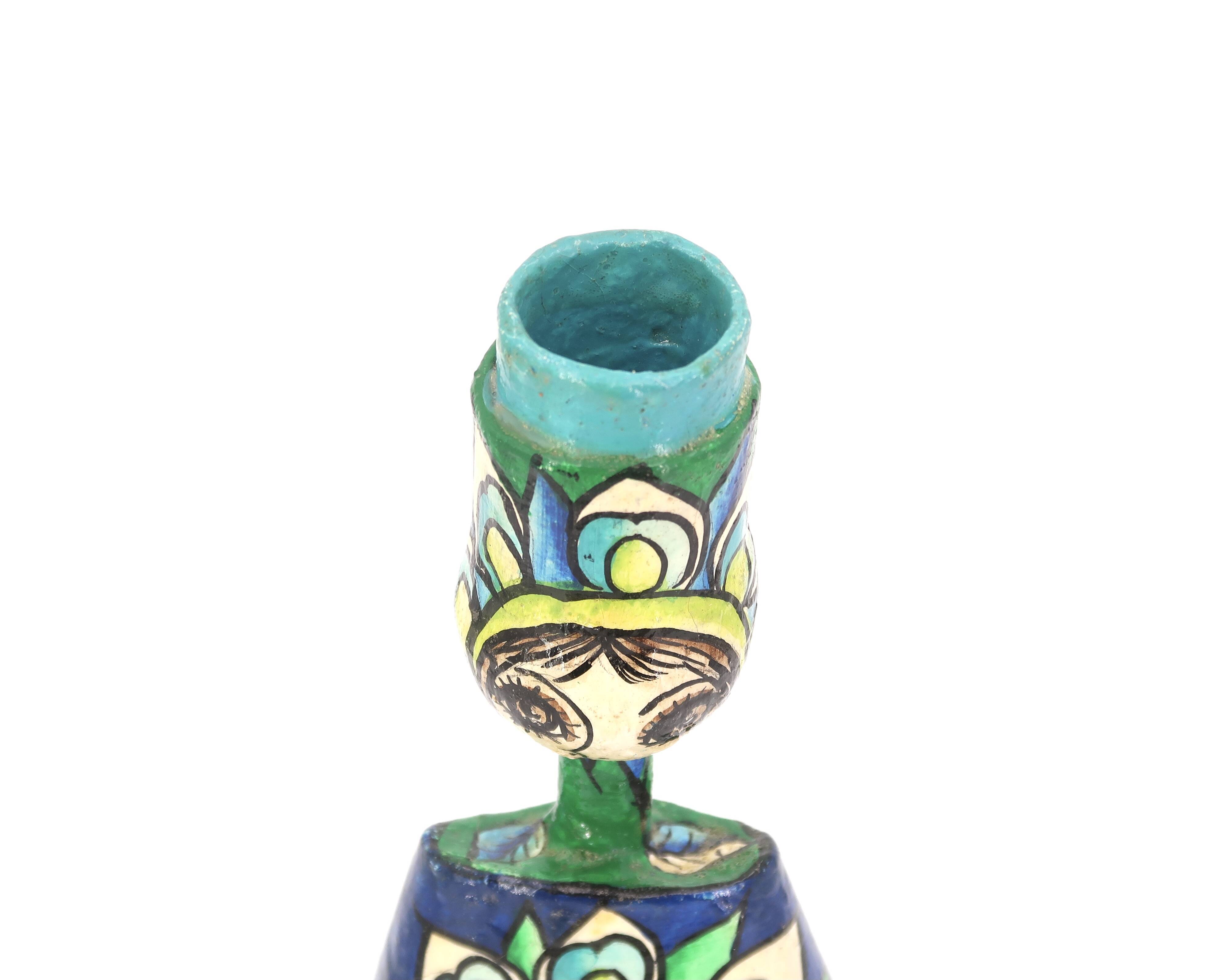 Mexican papier-mâché candle holder by Abelardo Ruiz, 1970s