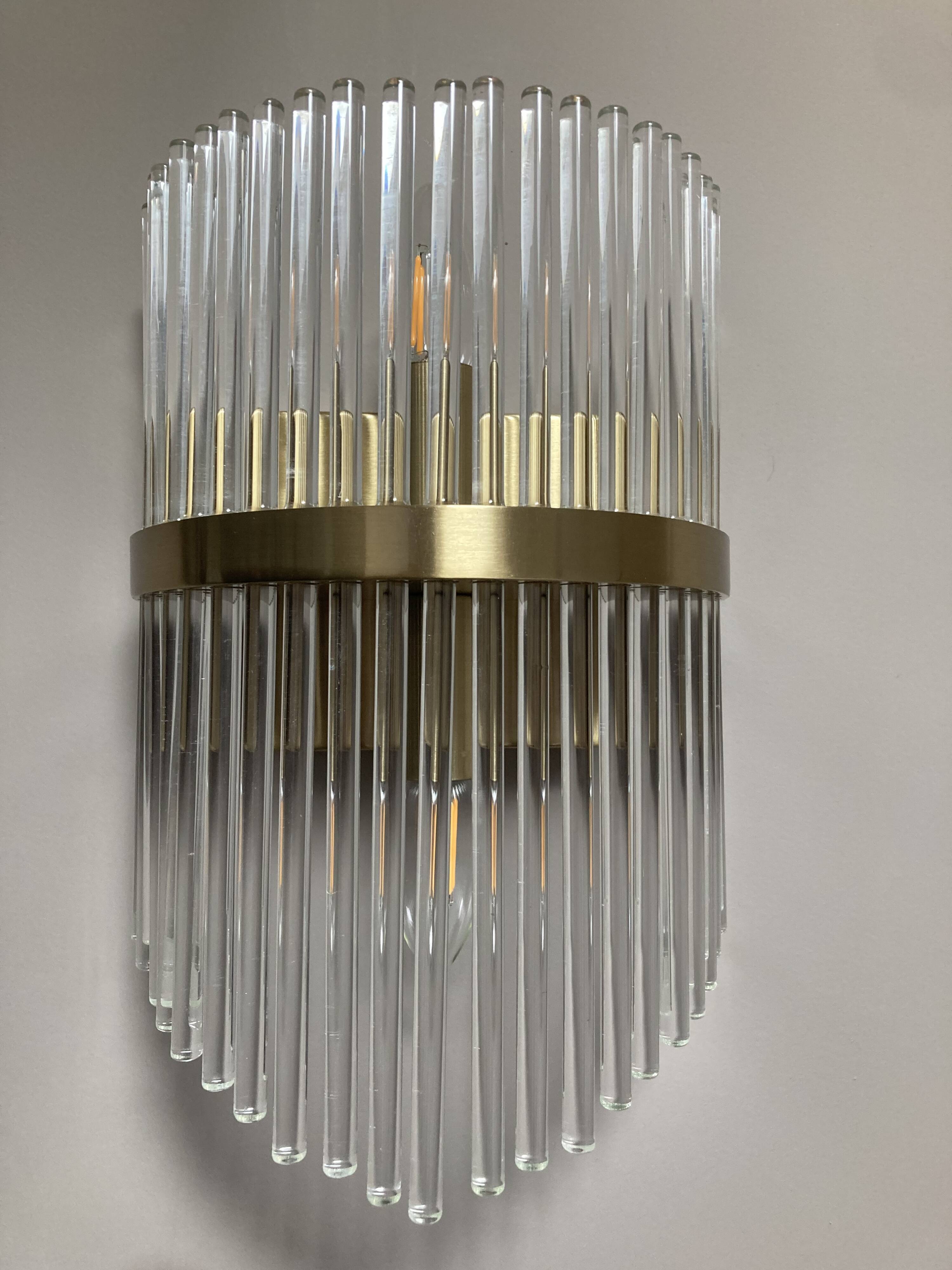 Felicity wall lamp with glass tubes and gold metal - nv gallery