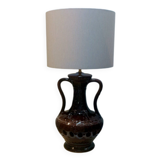 Vintage ceramic lamp with handmade striped cotton shade