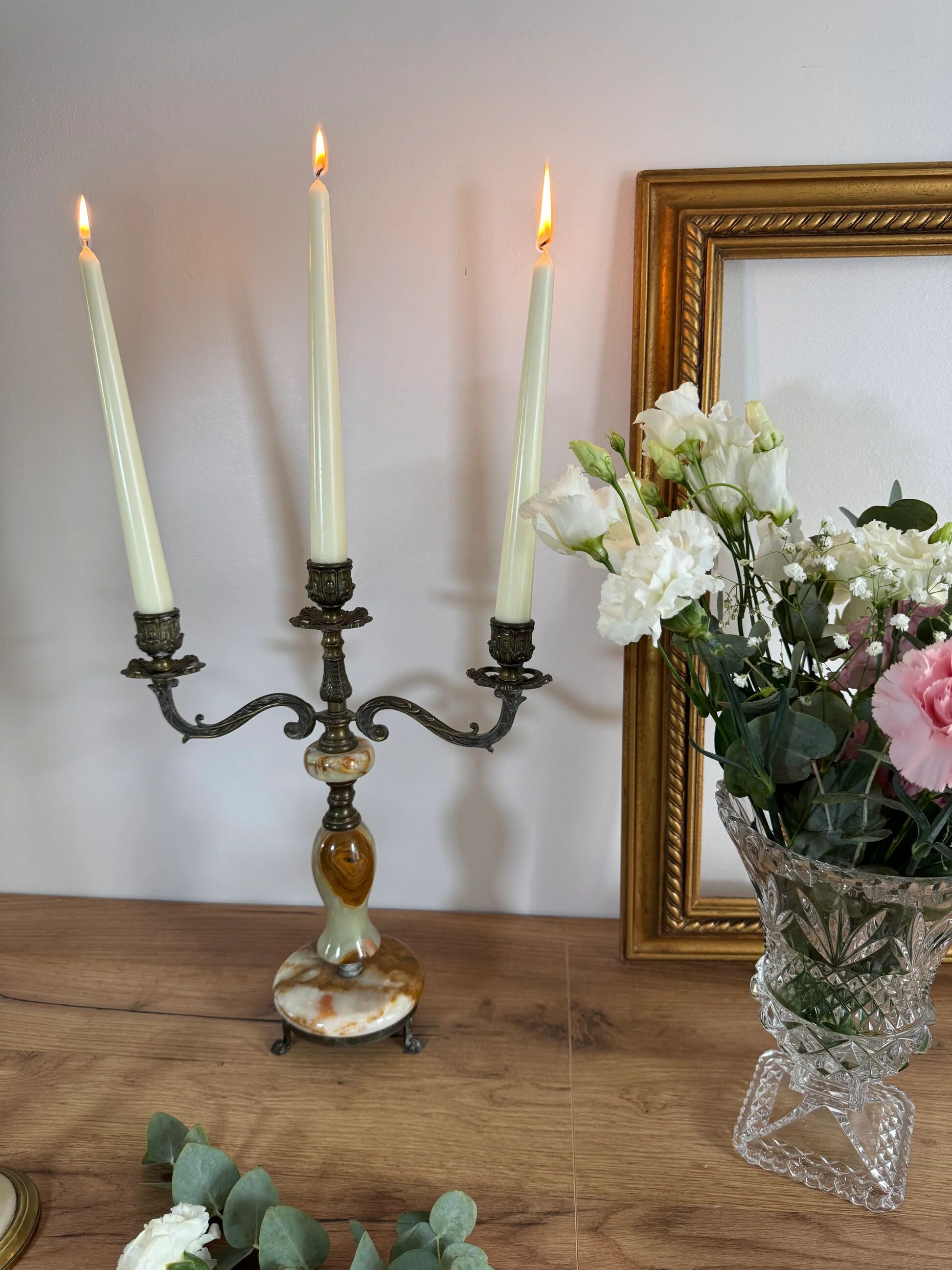 Bronze and onyx chandelier