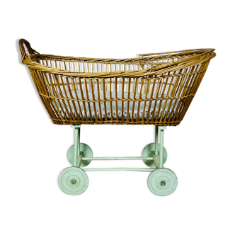 Vintage rattan pram for dolls