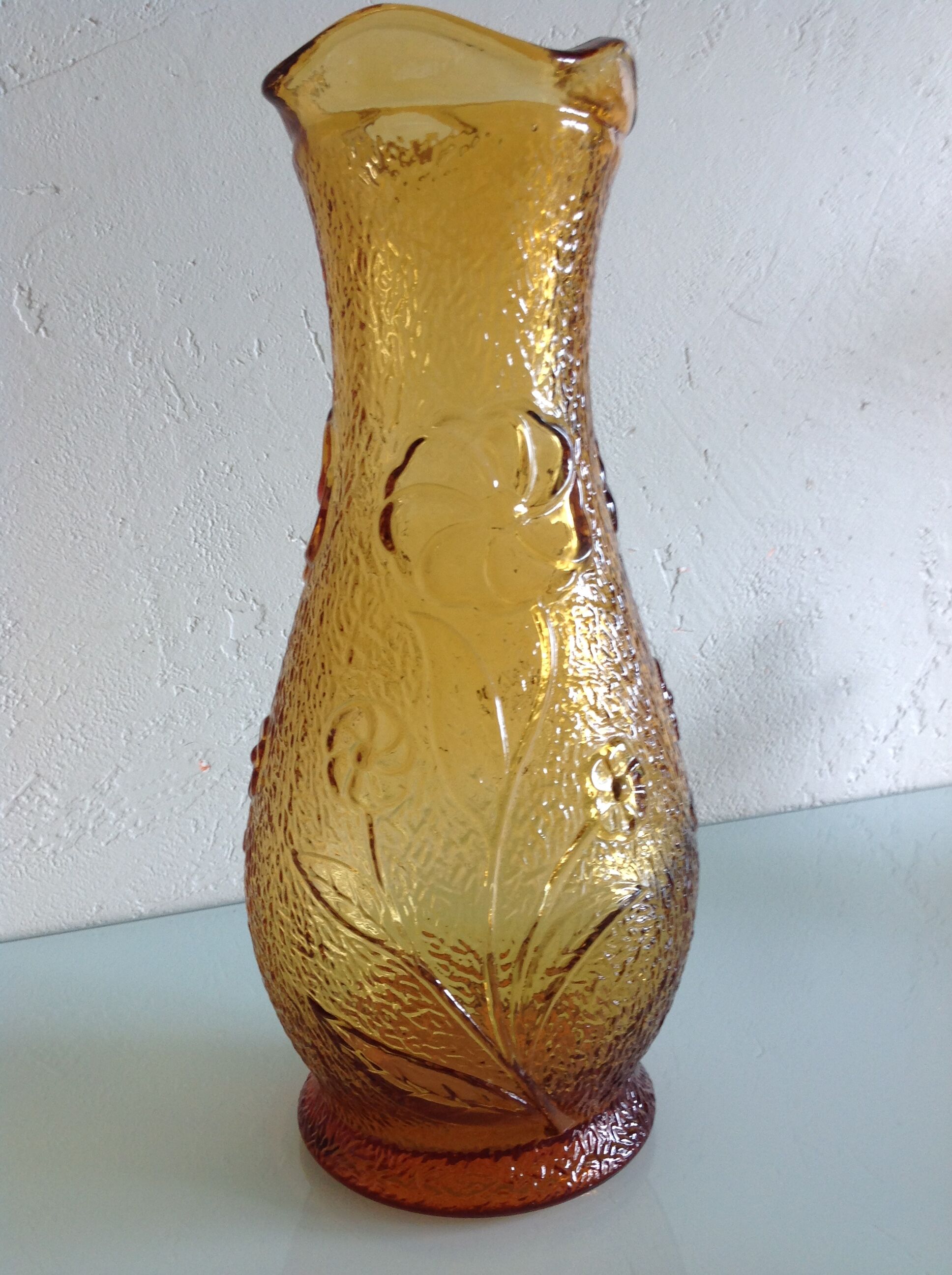 Amber glass vase / vintage 60s-70s
