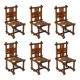 Ensemble de 6 chaises brutalistes uniques en teck et cuir