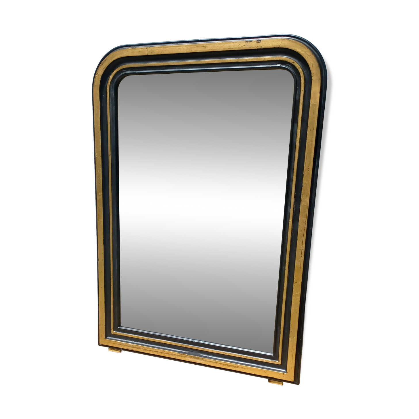 Vintage grand mirror in the 1970s style black and gold 109 x 79 cm