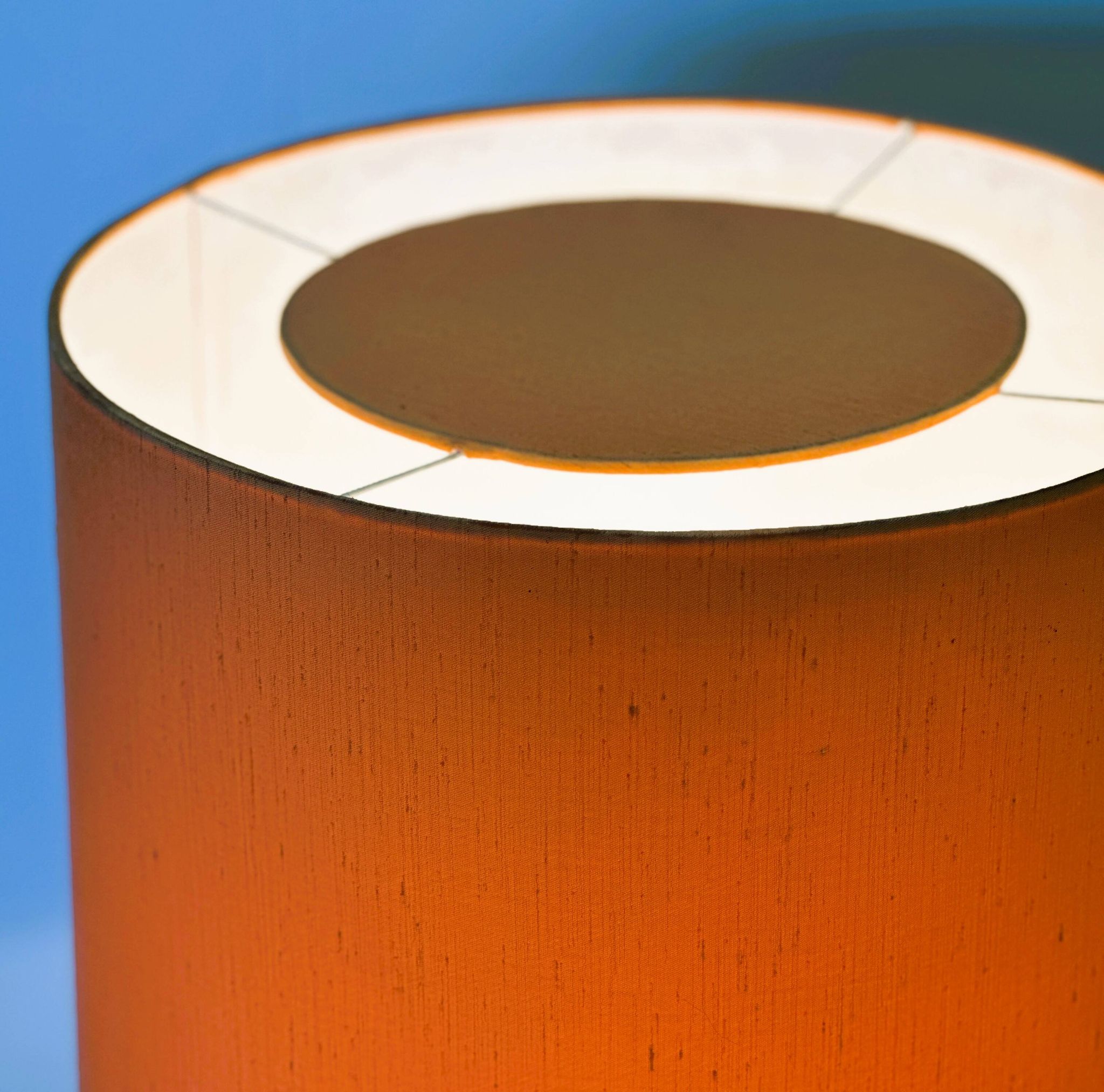 Midcentury Ceramic Danish Table lamp with Orange Shade, 1970s. Denmark
