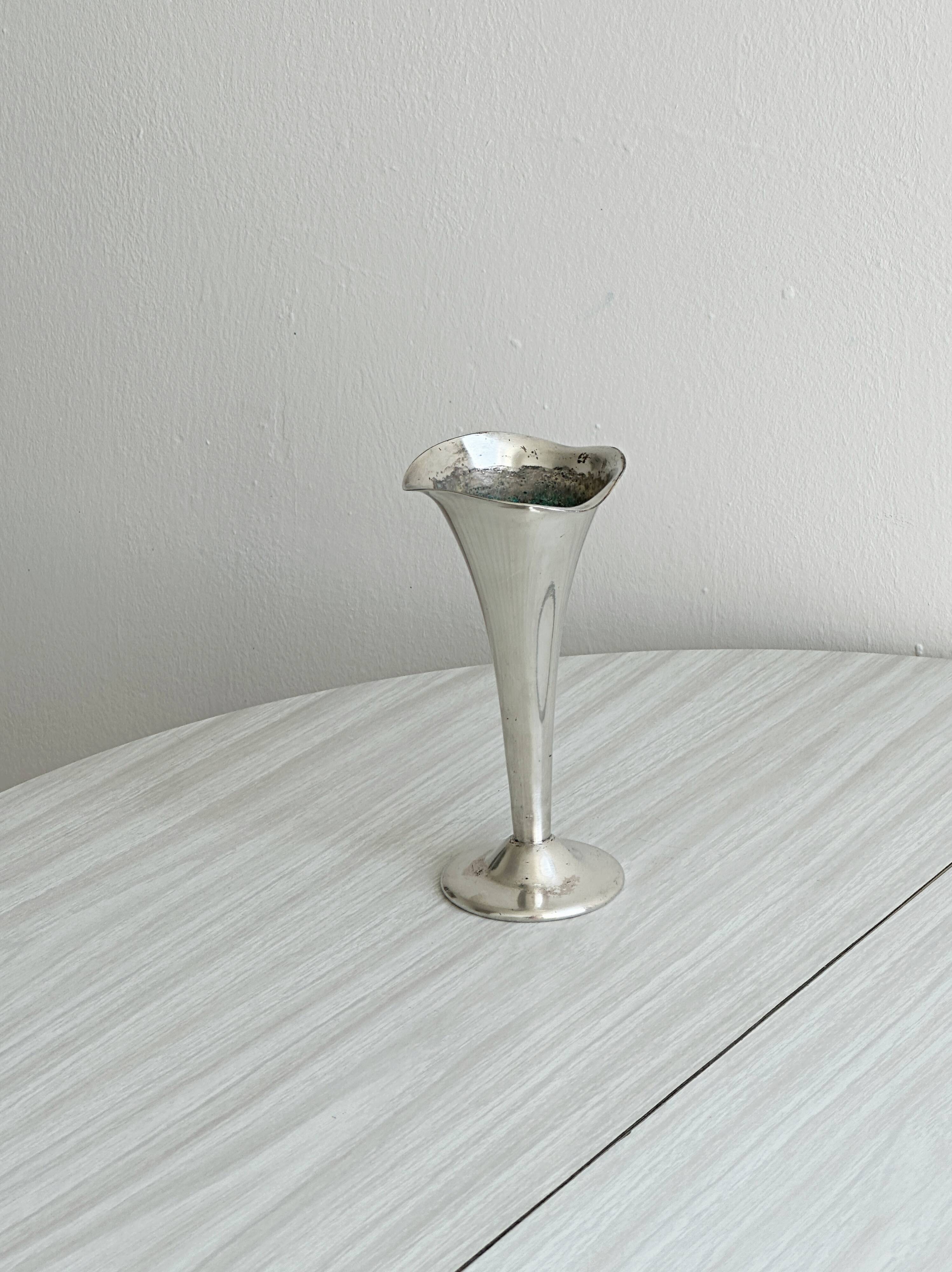 Antique metal soliflore vase