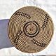 Antique basket with ethnic lid with black/brown and red décor