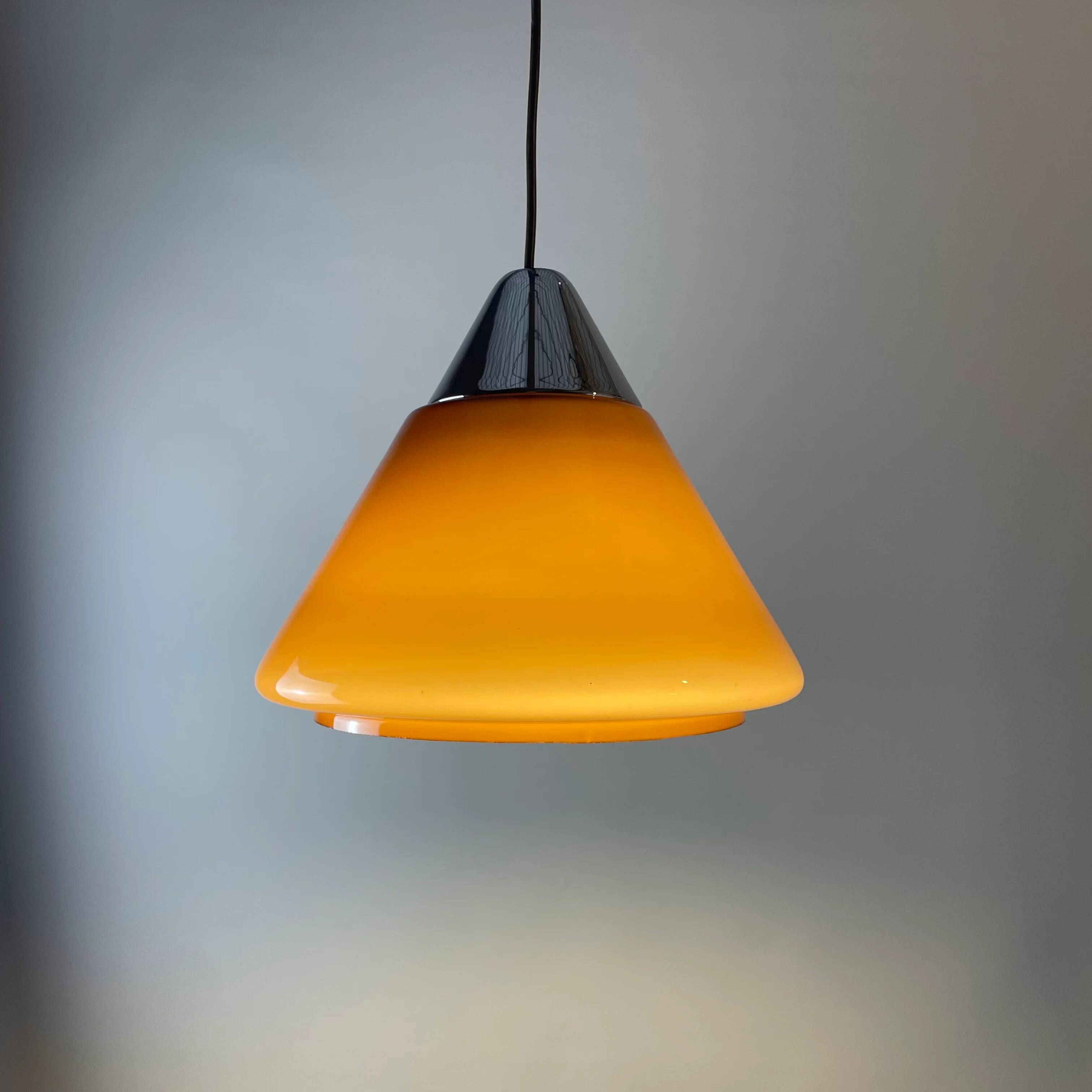 Suspension en verre marron par Hustadt Leuchten, 1960