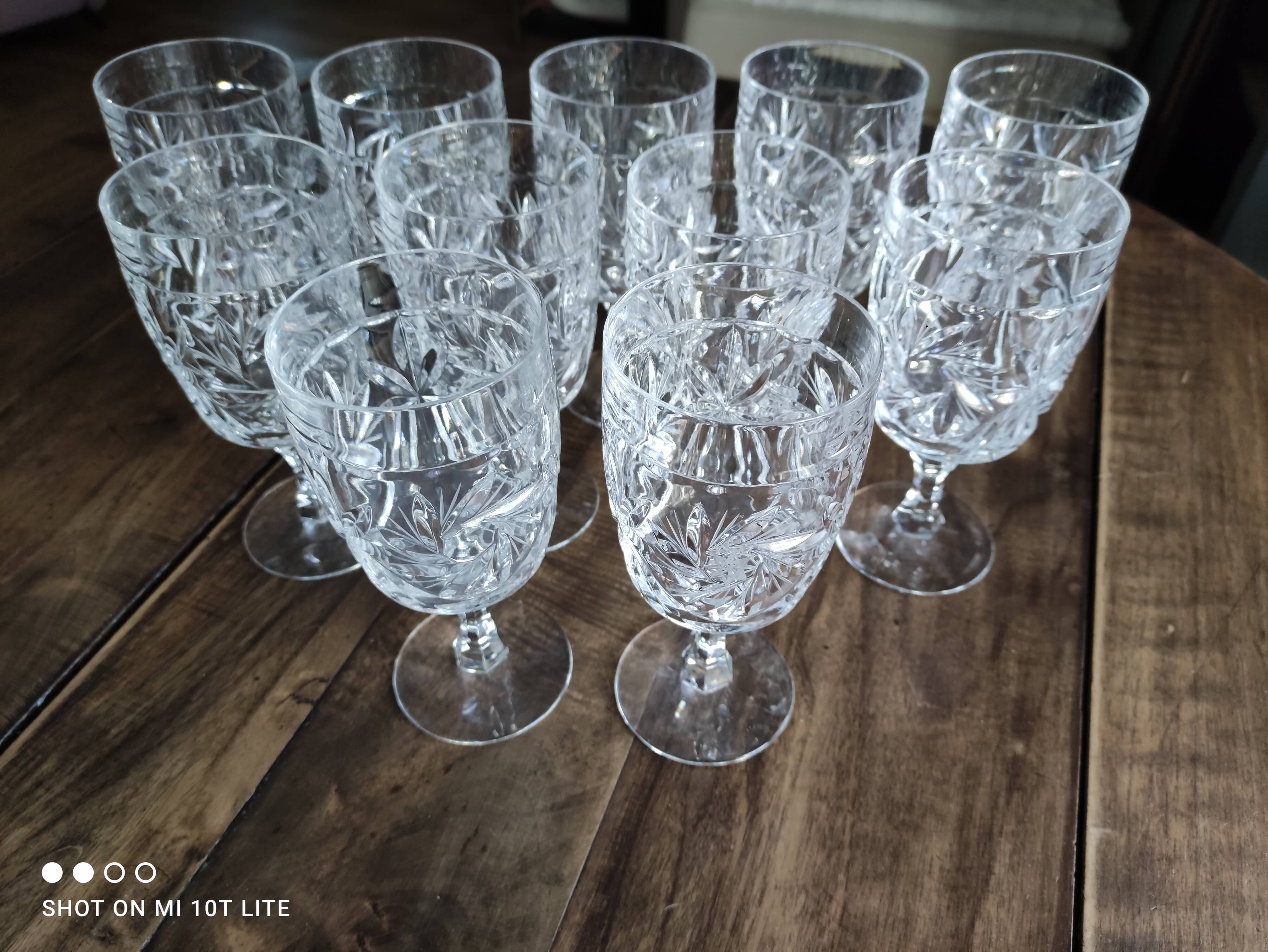 Set of 11 glasses in chiseled ancient rock crystal