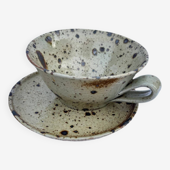 Pyrite stoneware cup and saucer set